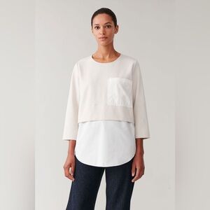 COS Oversized Woven-Jersey Top Size XS